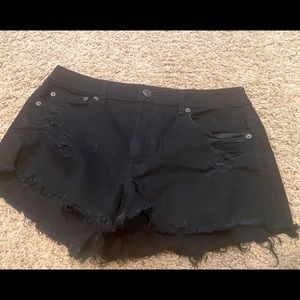American Eagle Black Distressed Festival Shorts